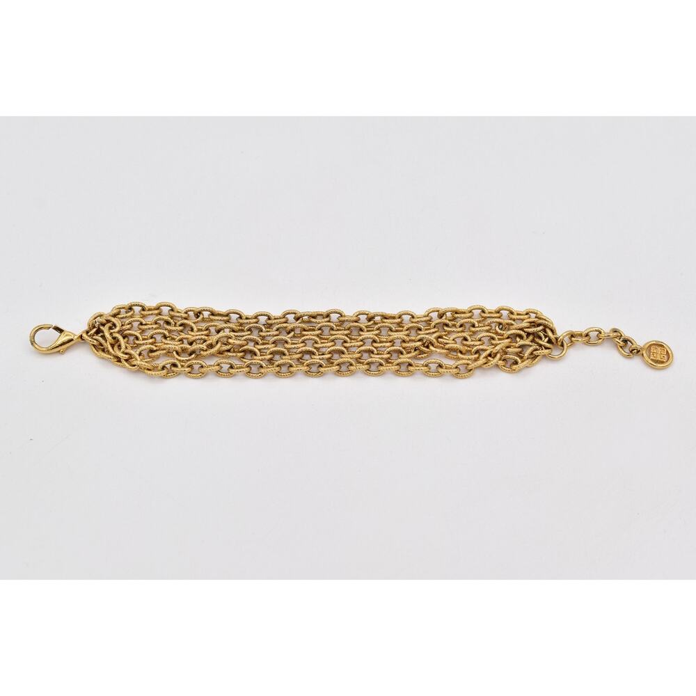 Givenchy Vintage Multi-Chain Bracelet Gold Textured Link Signed 1980s Bin2 - Picture 2 of 12